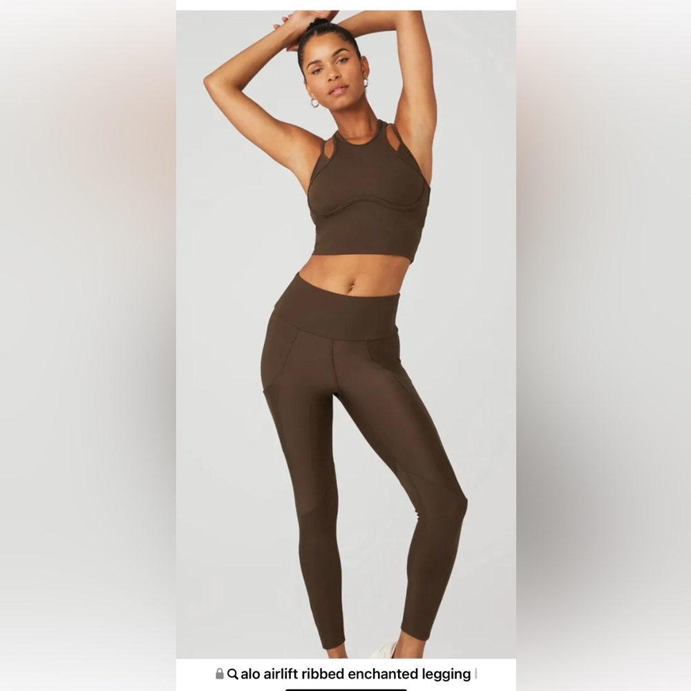 EUC—ALO Enchanted Airlift Ribbed Legging & Ribbed Airlift Enchanted Bra Tank